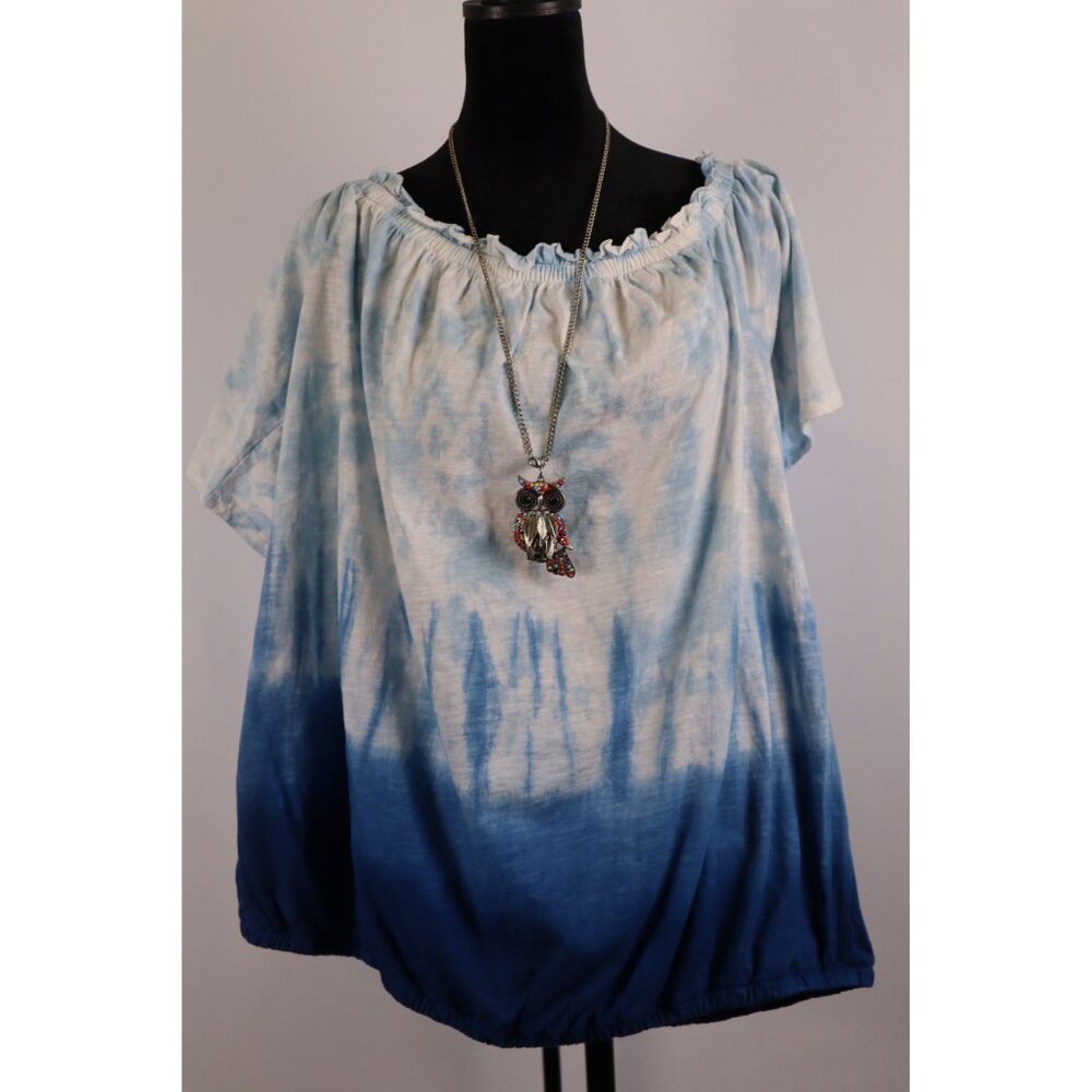 Lane Bryant Blue‎ Tie-Dye Off-Shoulder Top Size XL18/20